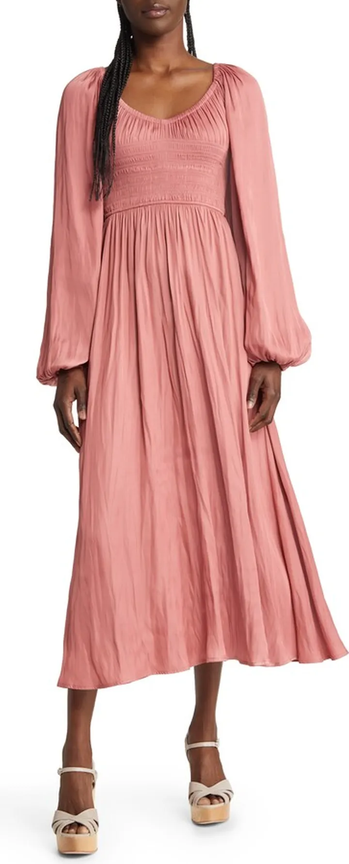 Smocked Bodice Midi Dress