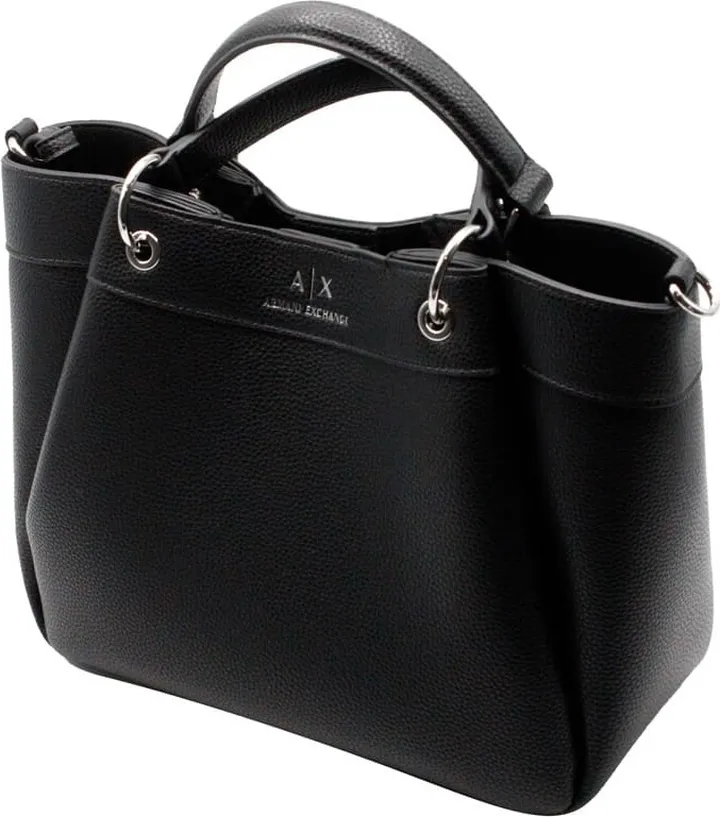 Shopping Bag In Coated Eco Leather With Shoulder Strap With Logo And Magnetic Closure