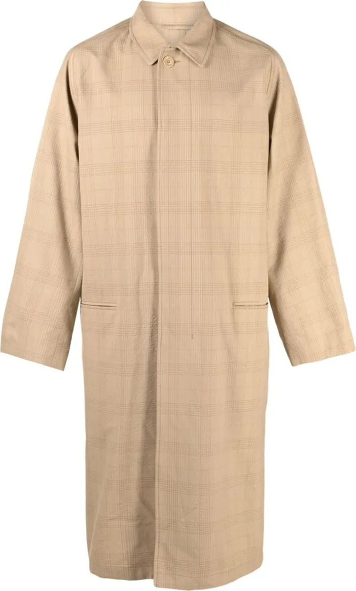 Check-Print Wool Coat