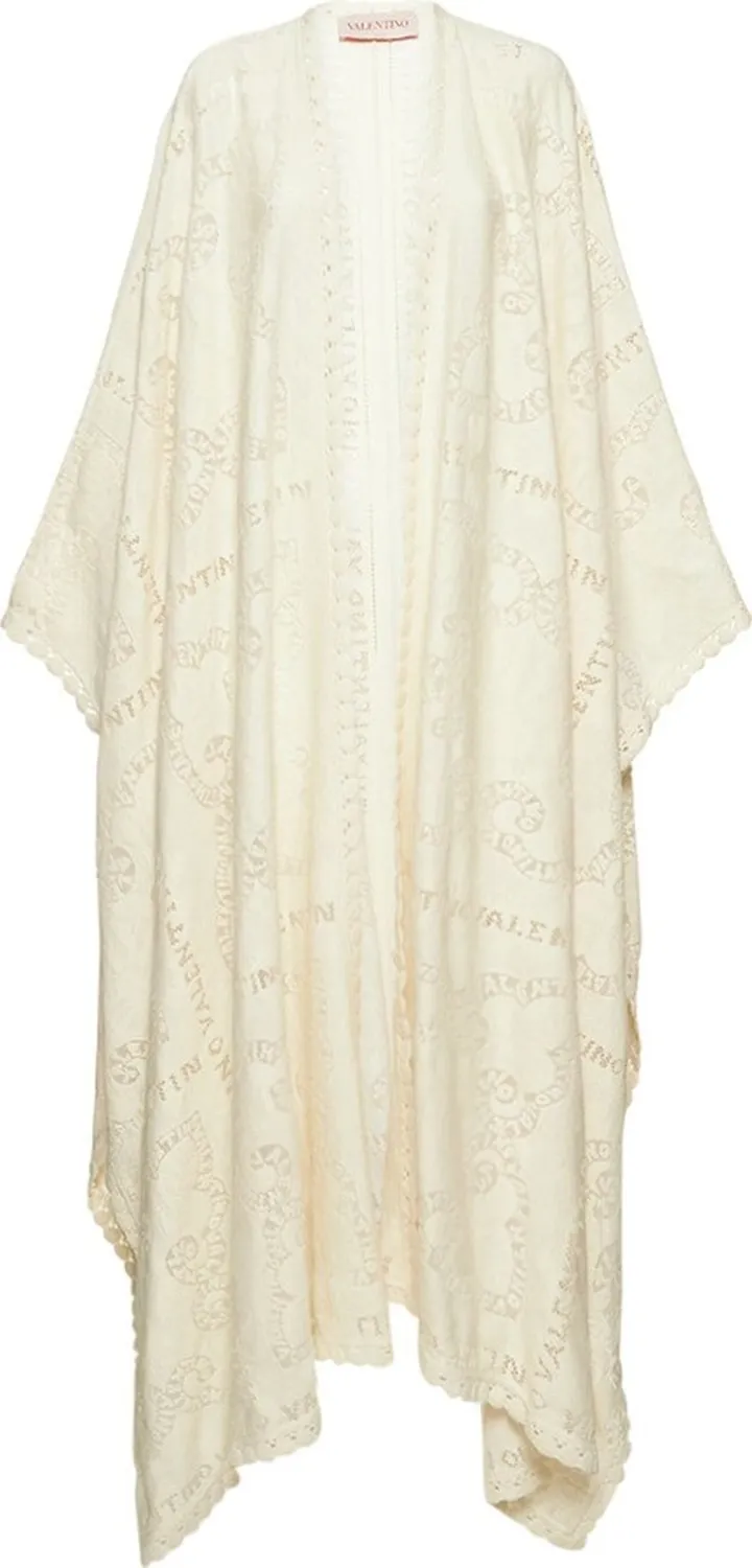 Cotton guipure lace long cape