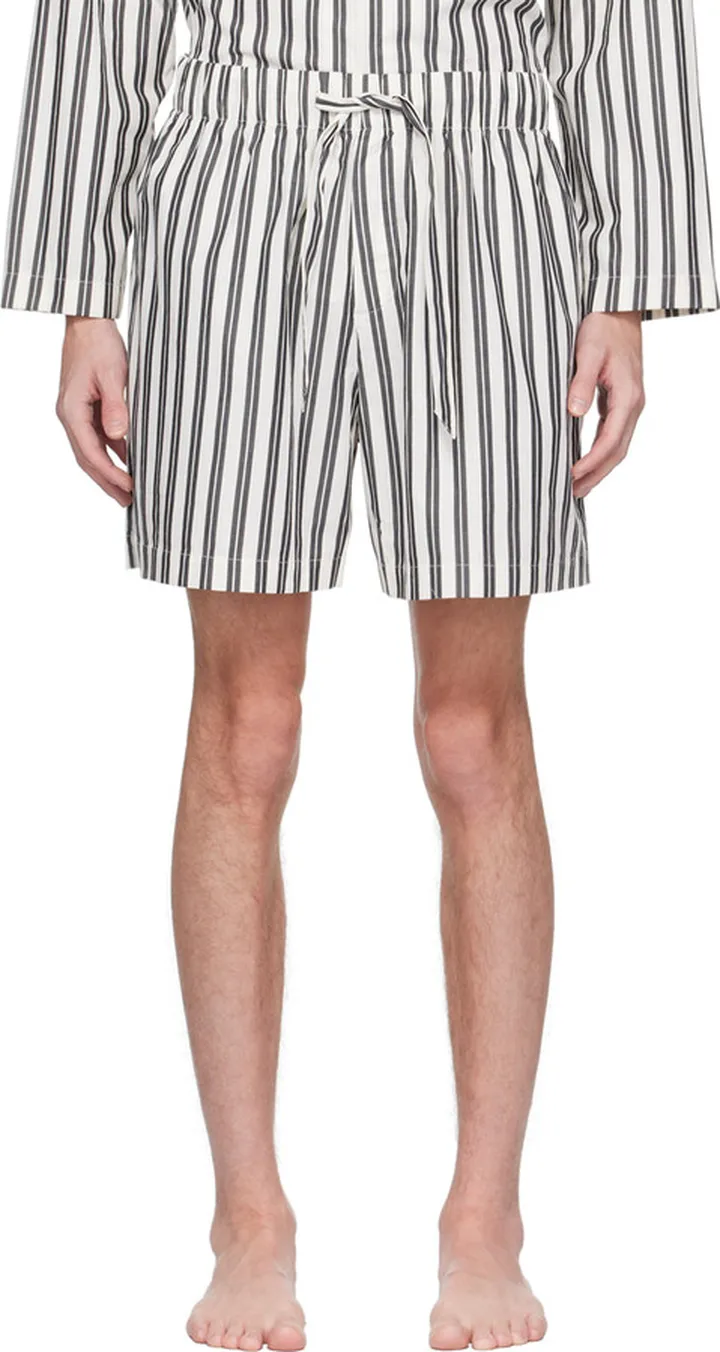 Tekla Off-White Striped Pyjama Shorts