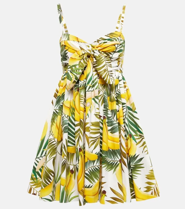 Printed cotton-blend minidress