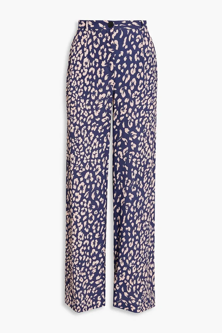 Printed crepe wide-leg pants