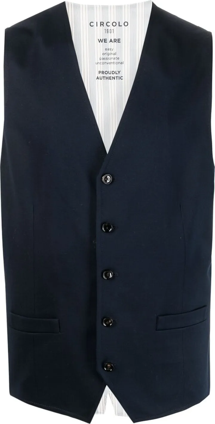stripe-detail V-neck gillet