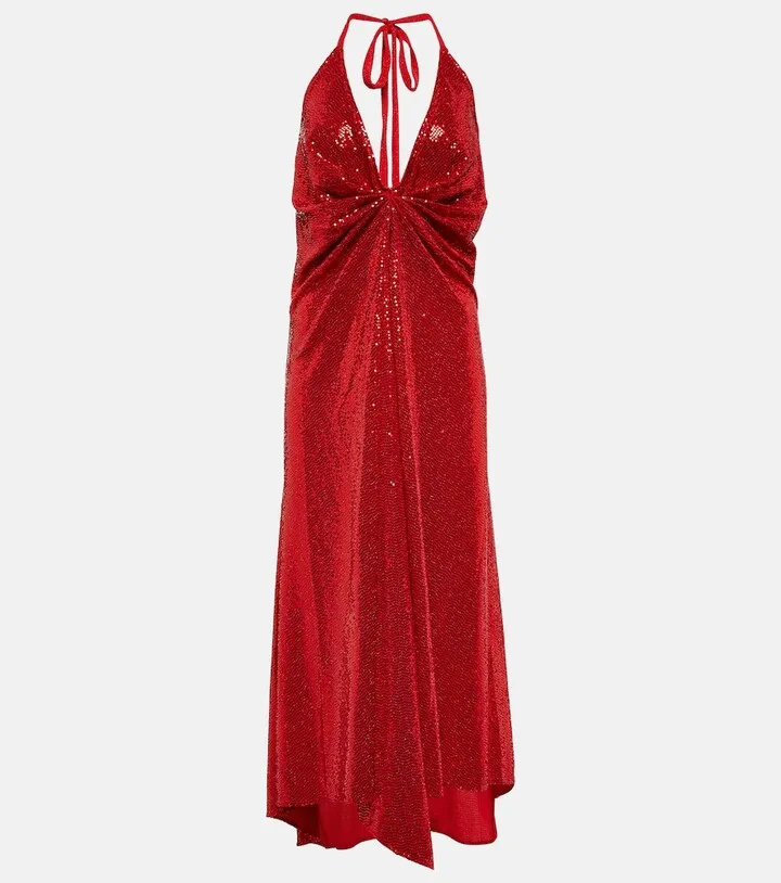 Sequined gathered midi dress
