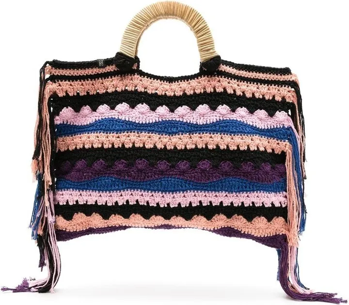 Vera striped crochet tote bag