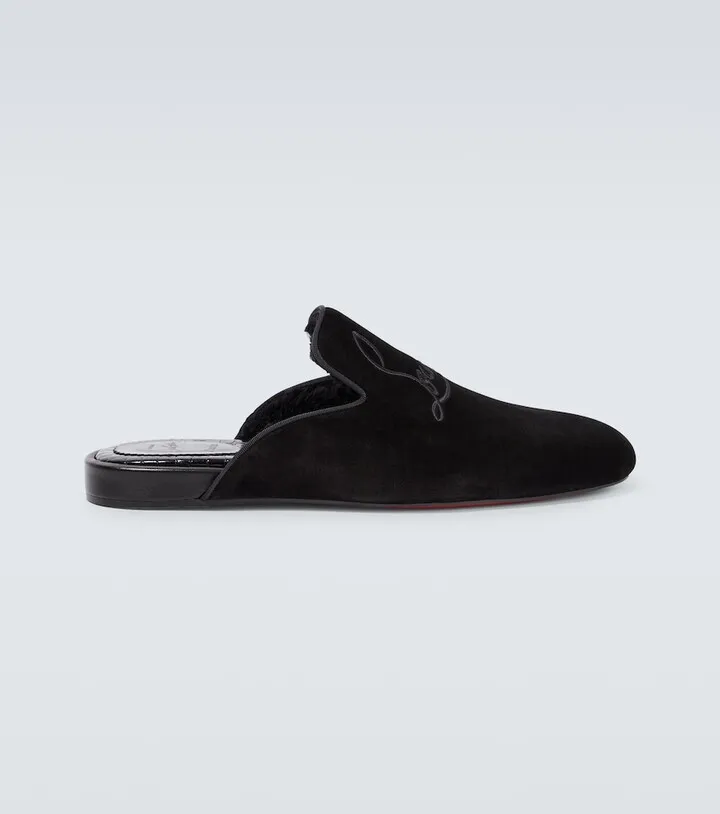 Navy Coolito embroidered slippers