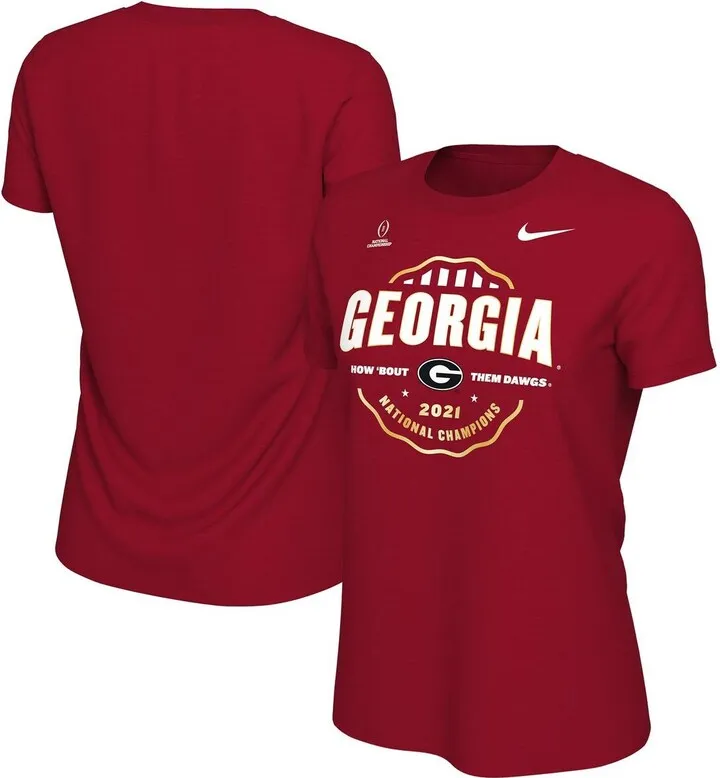 Women's Nike Red Georgia Bulldogs College Football Playoff 2021 National Champions Seal Celebration T-shirt