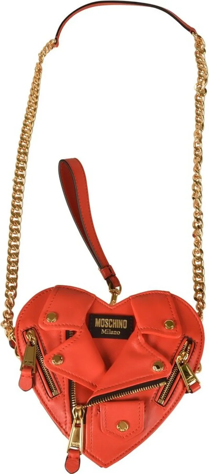 Moschino Heart Biker Zip Detailed Shoulder Bag
