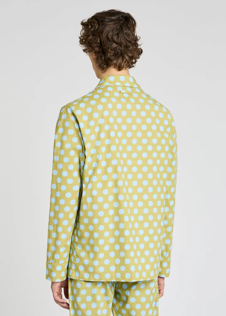 Unisex Green Polka Dot Cotton Pyjama Top