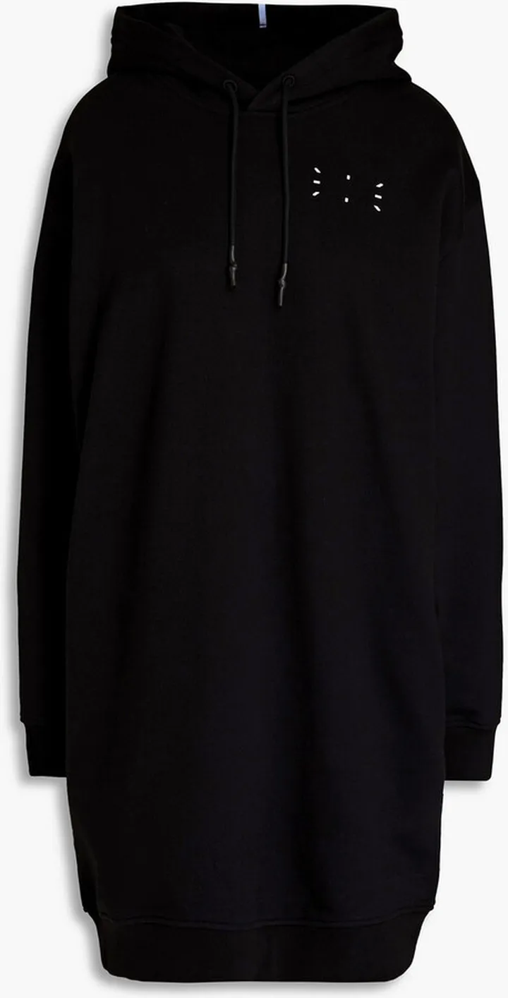 Appliquéd French cotton-terry hooded mini dress