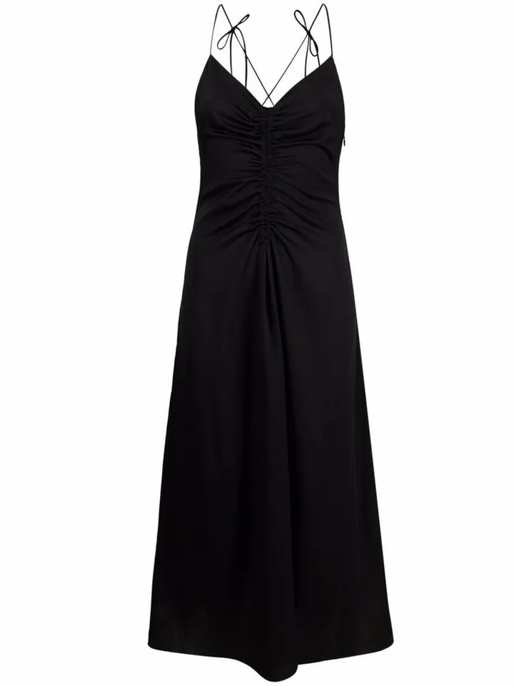 Ruched Sleeveless Midi Dress