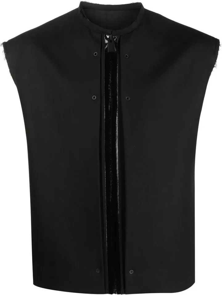 Black Wool Zip-Up Gilet