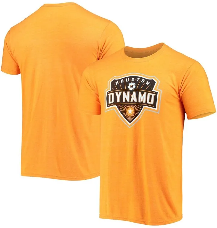 Men's Fanatics Branded Orange Houston Dynamo Fc Primary Logo Tri-Blend T-shirt