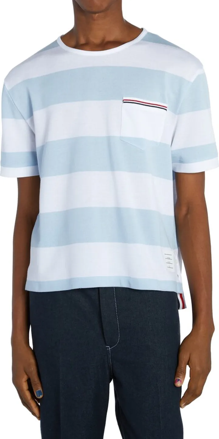 Wide Stripe Cotton Pocket Tee