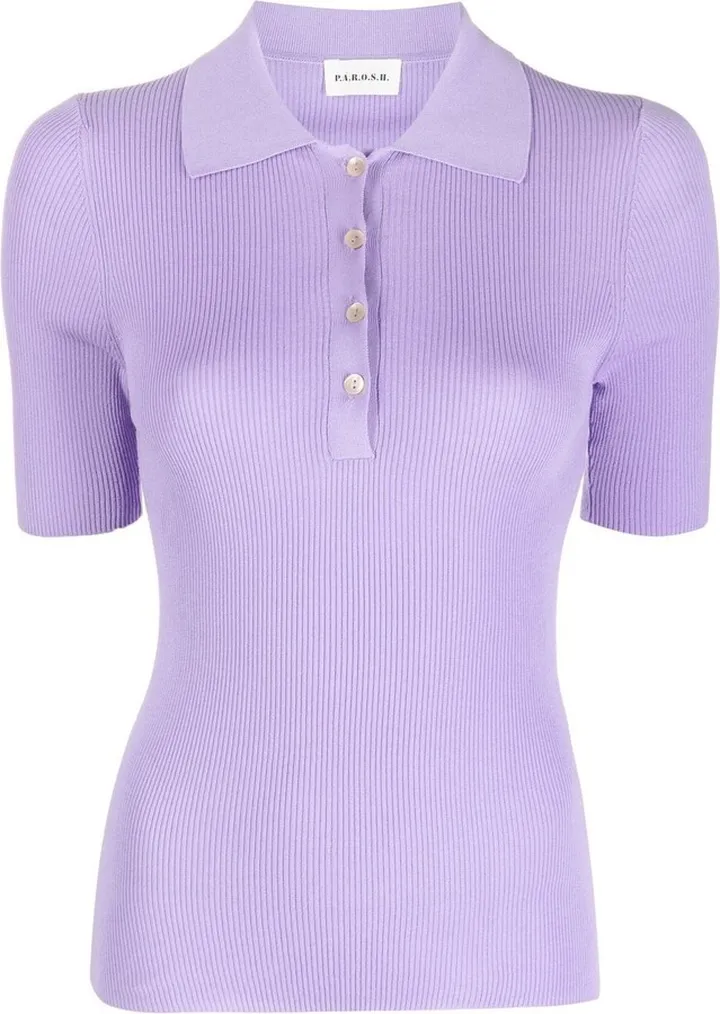 Ribbed-Knit Polo Shirt