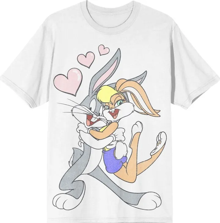Looney Tunes Bugs Bunny & Lola Bunny White Graphic T-Shirt-Medium