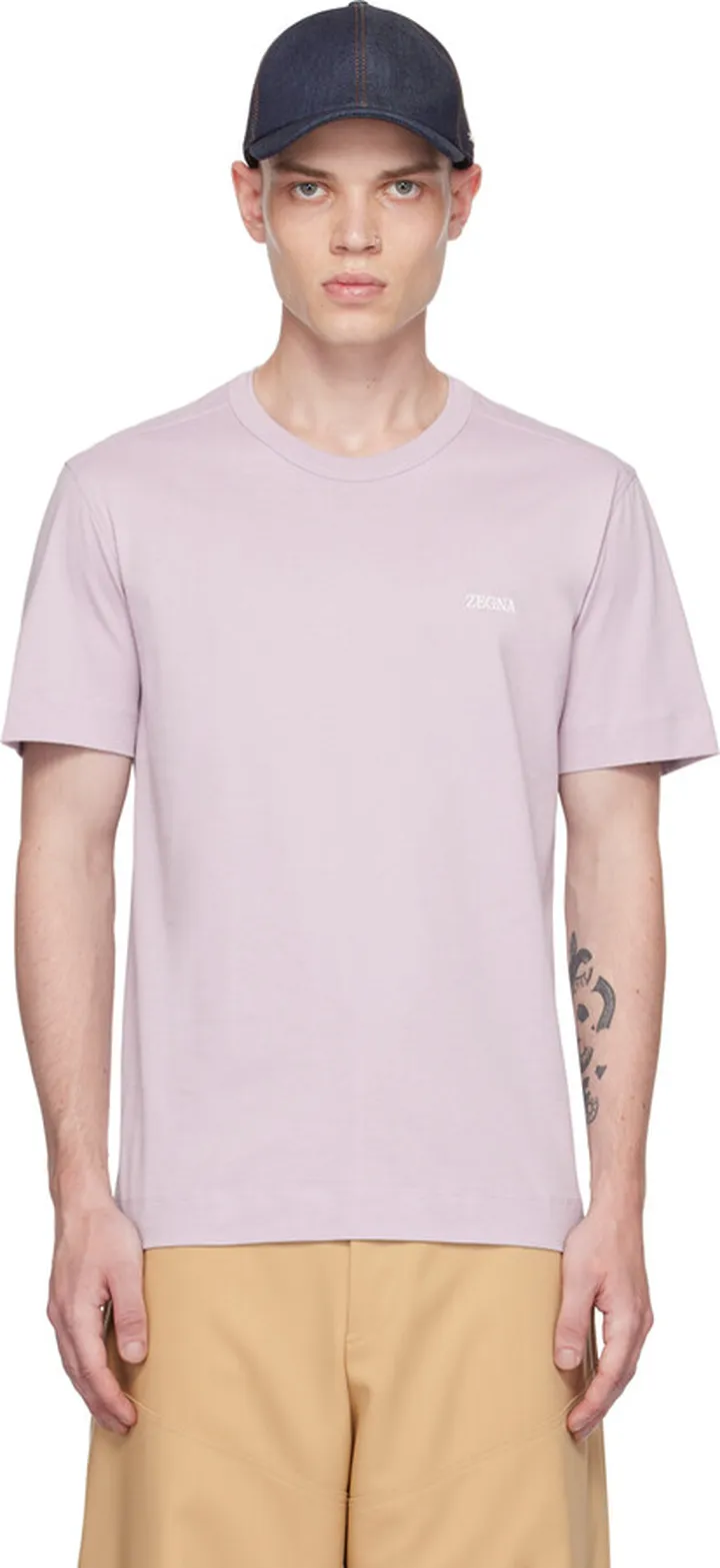 ZEGNA Purple Embroidered T-Shirt