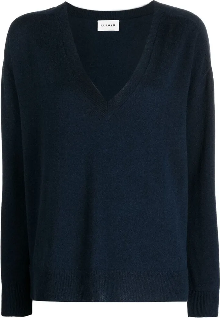 long-sleeve V-neck jumper