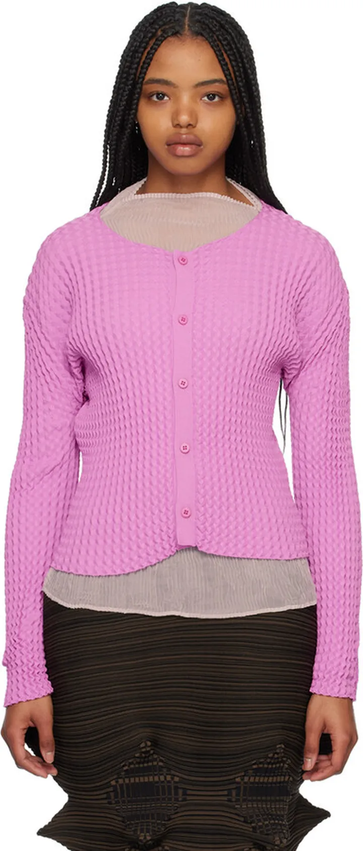 Issey Miyake Pink Spongy Cardigan