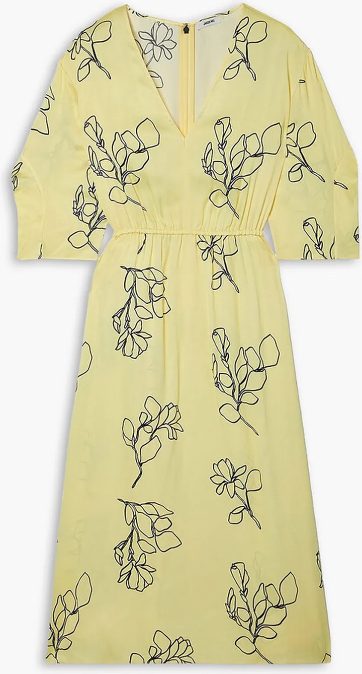 Floral-print satin-crepe midi dress