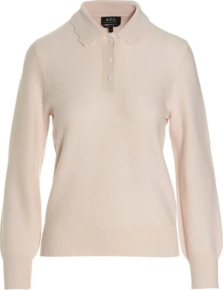 A.P.C. Long-Sleeved Ribbed Hem Polo Shirt