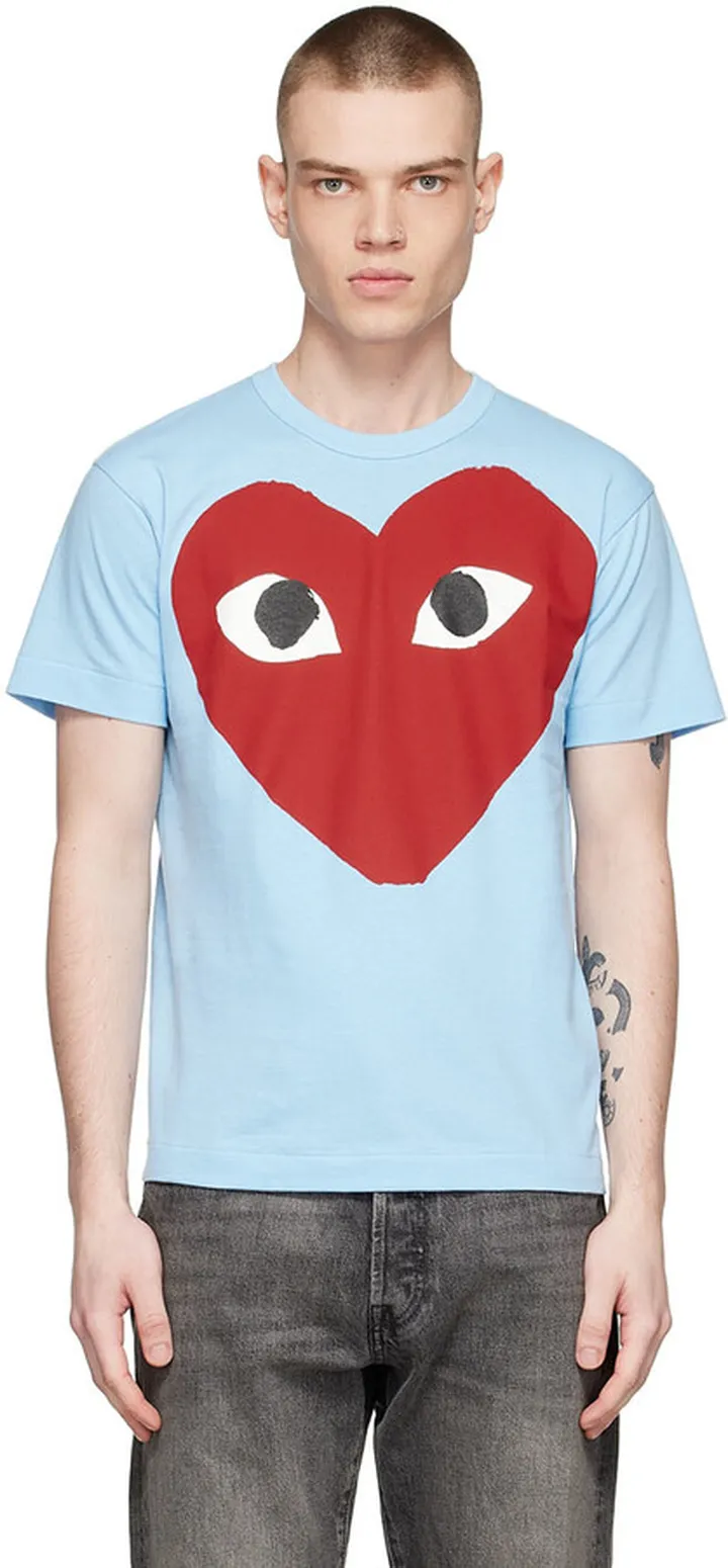 Comme des Garçons Play Blue Cotton T-Shirt