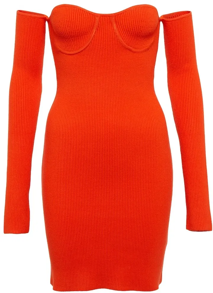 Contour ribbed-knit minidress