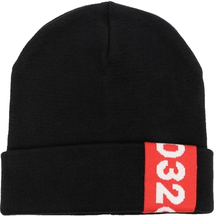 Tape logo-jacquard beanie