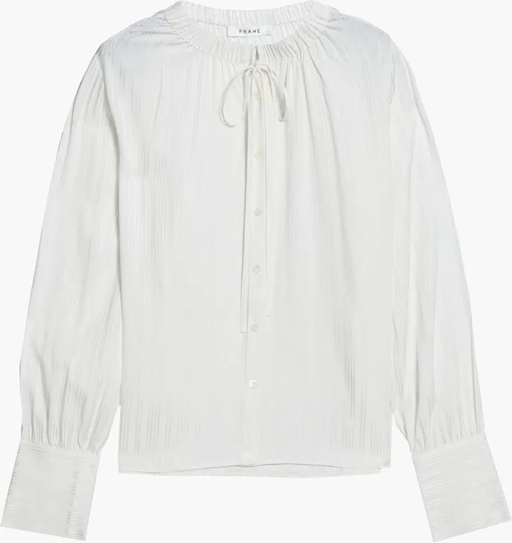 Striped silk-blend jacquard blouse