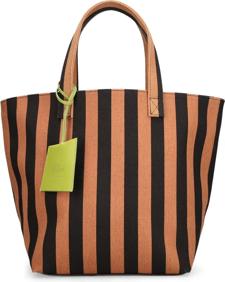 Striped cotton tote bag