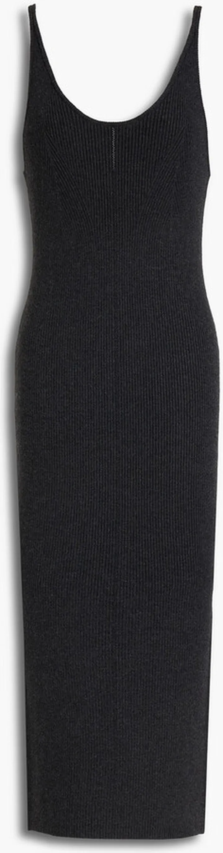 Mélange ribbed-knit midi dress