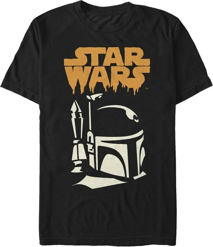 Men's Star Wars Halloween Spooky Boba Fett T-Shirt - Black - 5X Large