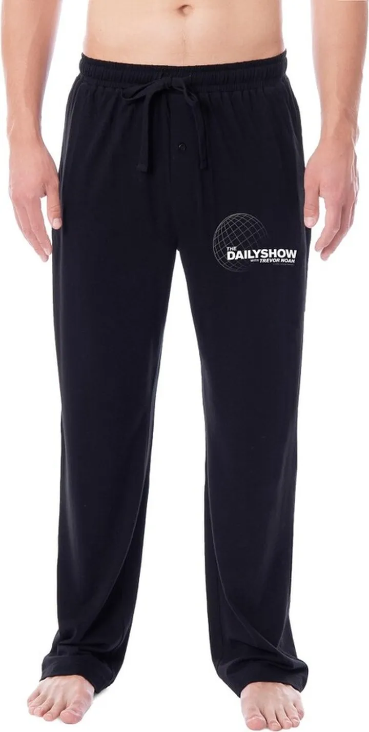 The Daily Show with Trevor Noah Mens' TV Show Title Sleep Pajama Pants (Large) Black