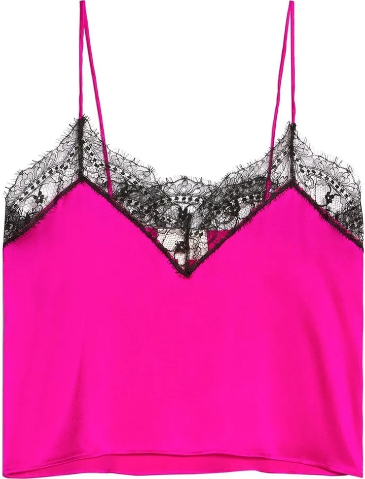 Lace-Trim Silk Camisole