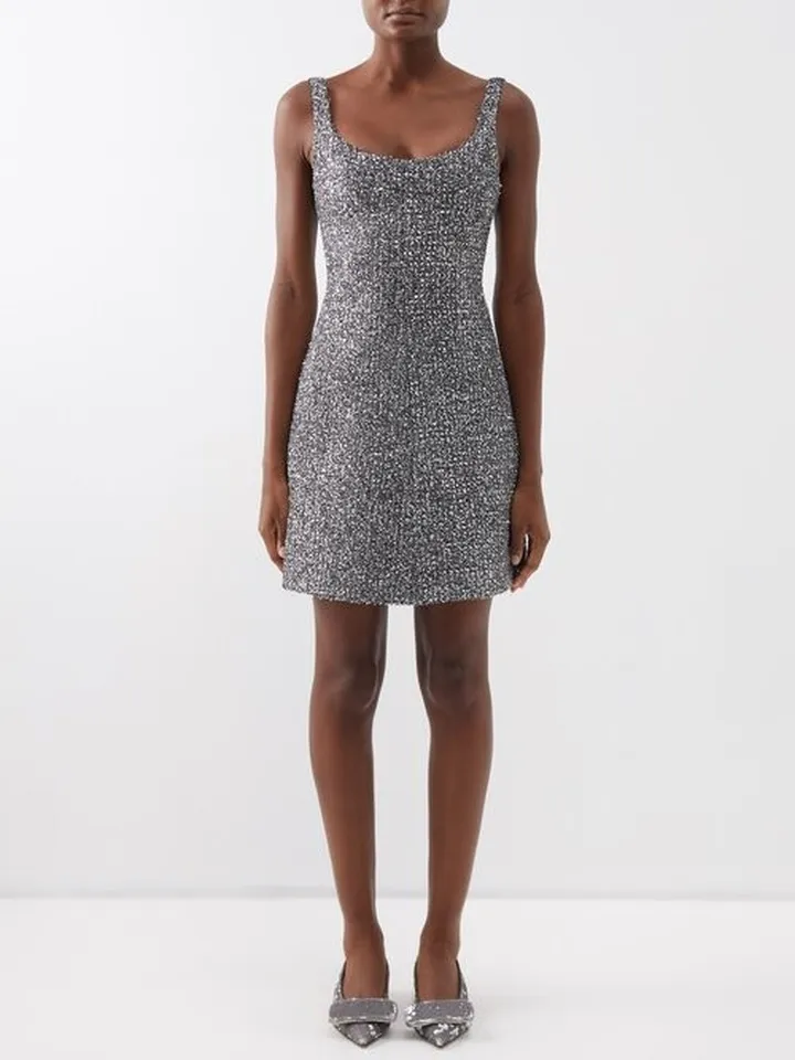 Talia Lamé-tweed Mini Dress