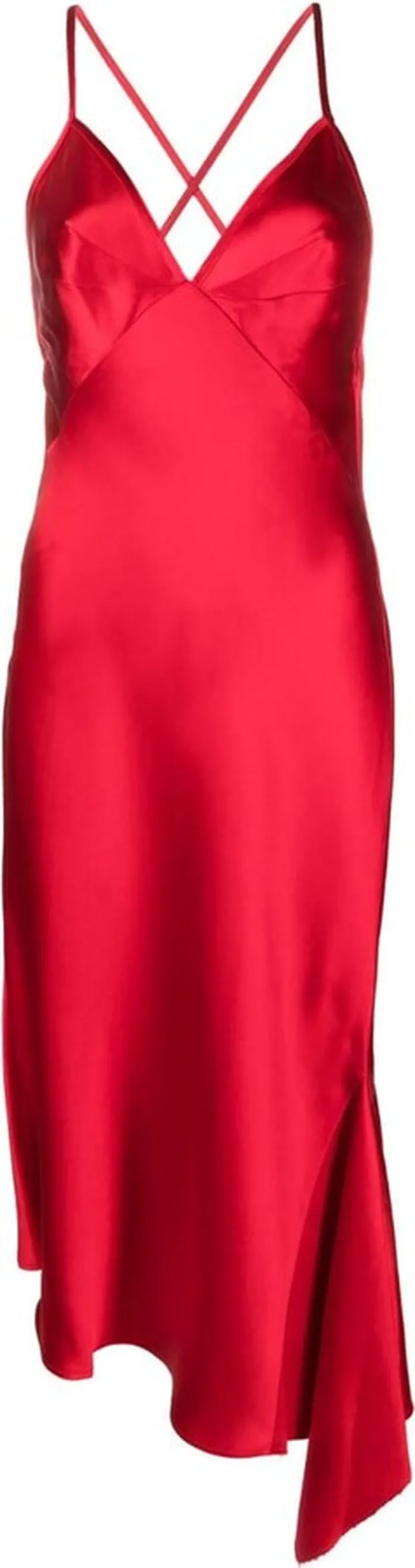 Asymmetric Midi Satin Slip Dress