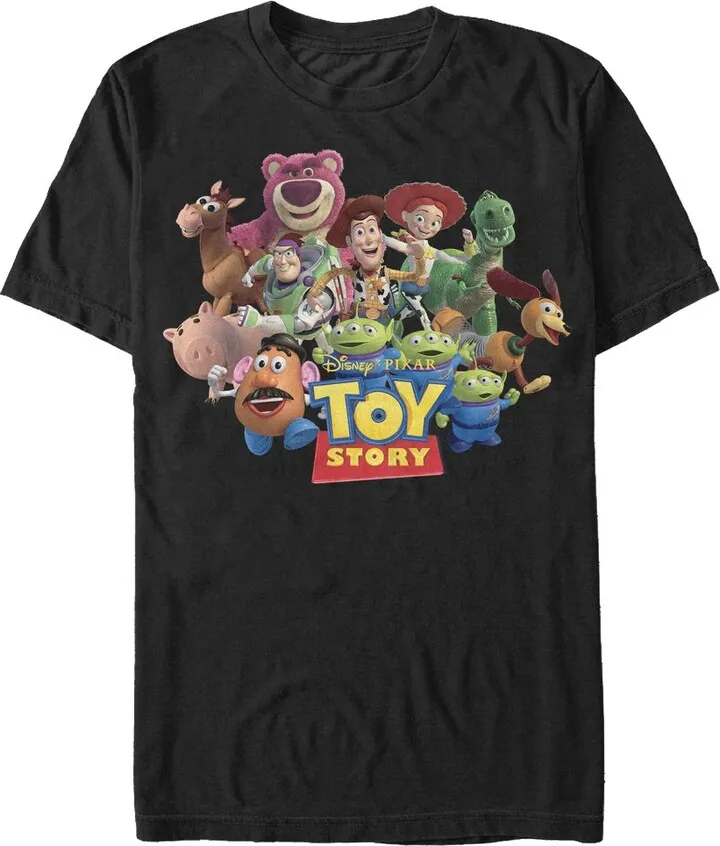 Men's Toy Story Character Logo Scene T-Shirt - Black - Medium