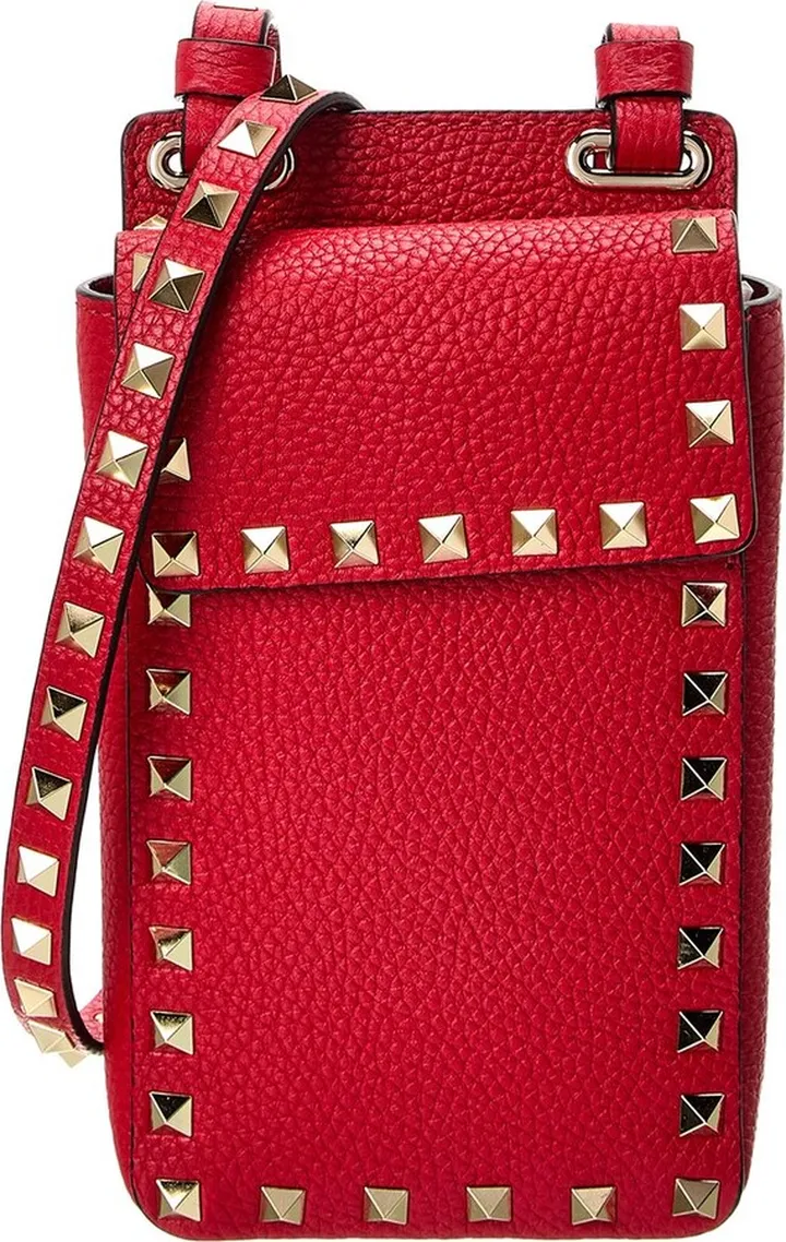 Valentino Rockstud Grainy Leather Phone Holder