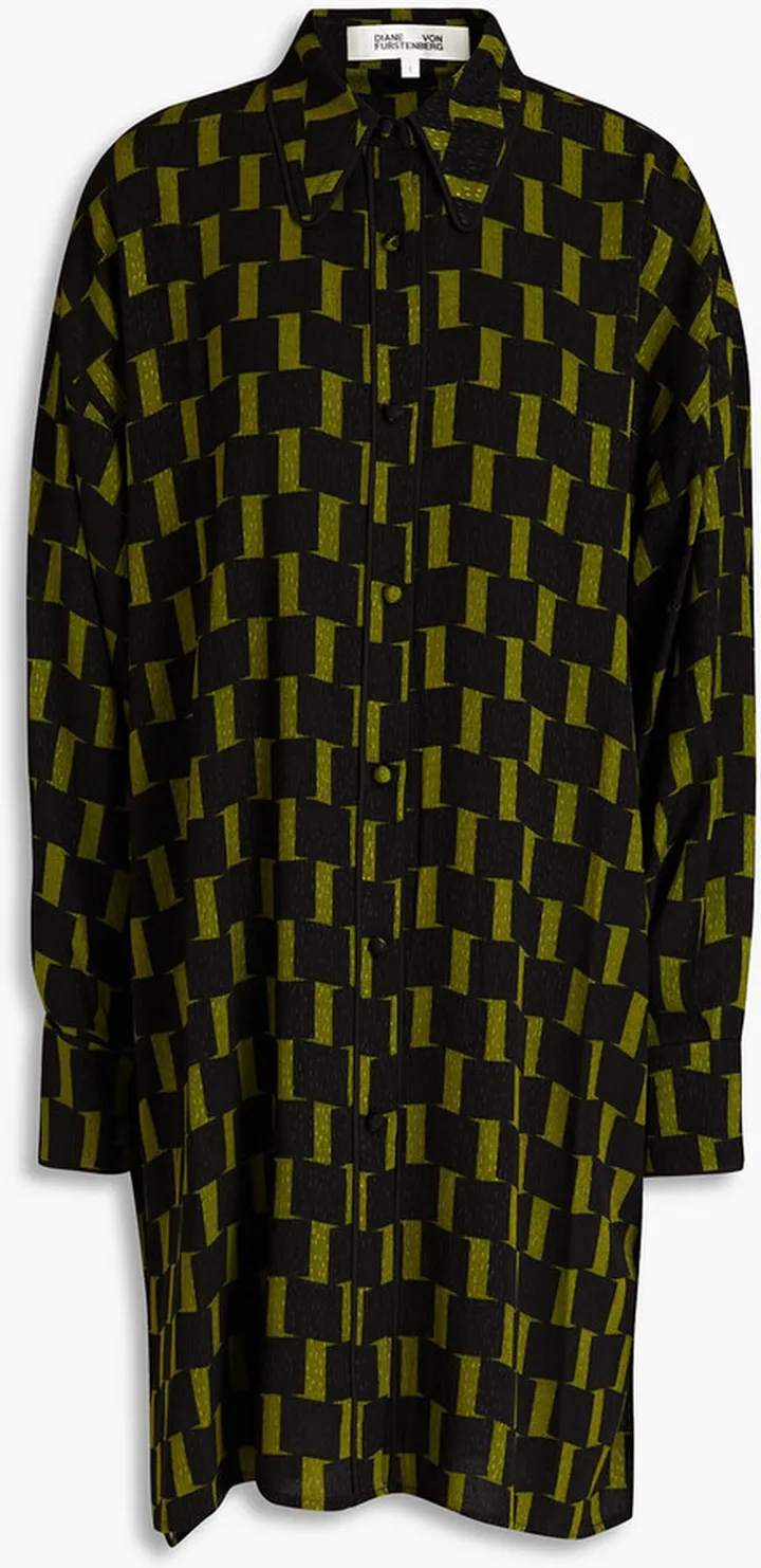 Jorge printed jacquard mini shirt dress