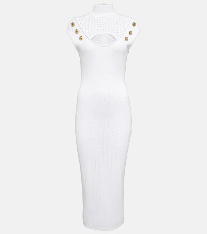 Mesh-trimmed midi dress