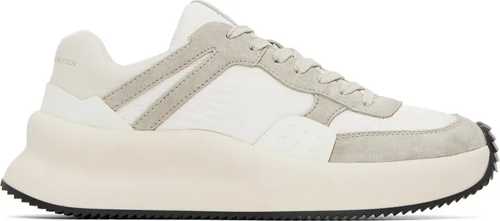 Dries Van Noten White & Gray Paneled Sneakers