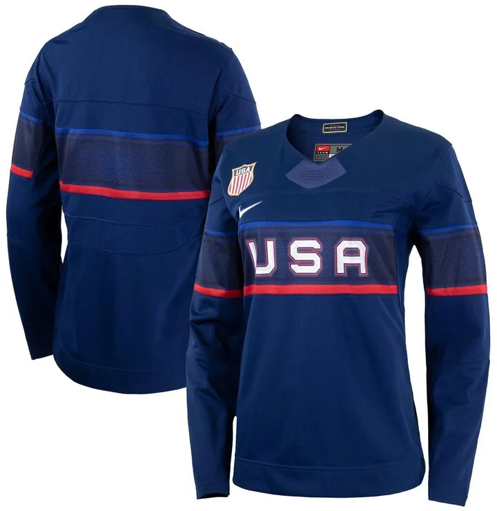Women's Nike Blue Team Usa Hockey 2022 Winter Olympics Collection Jersey