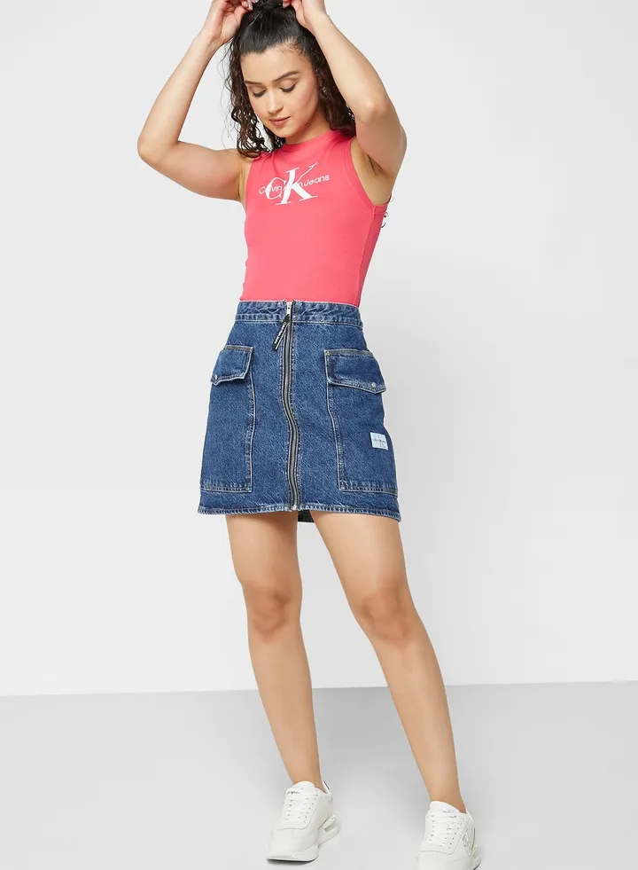 Pocket Detail Denim Skirts