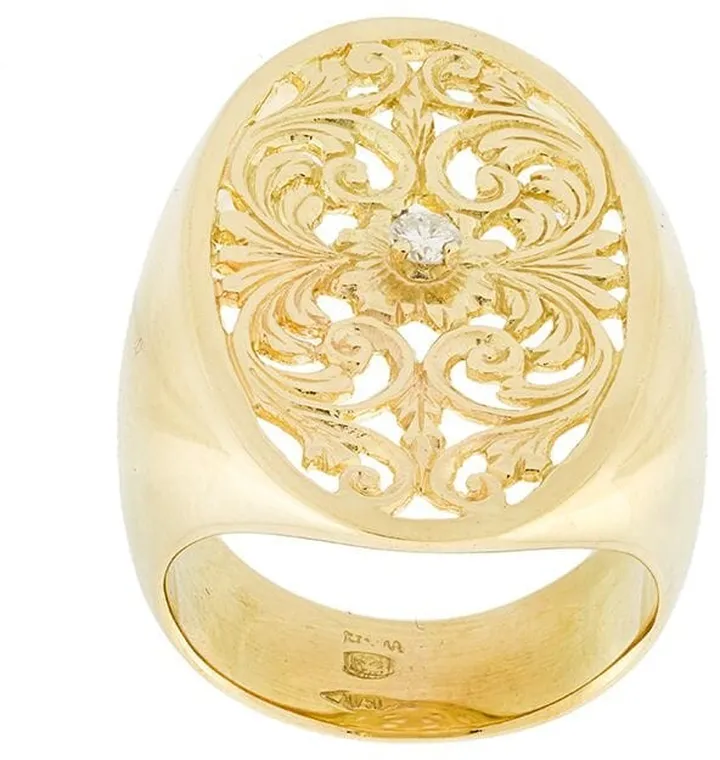 Filigree Diamond Signet Ring