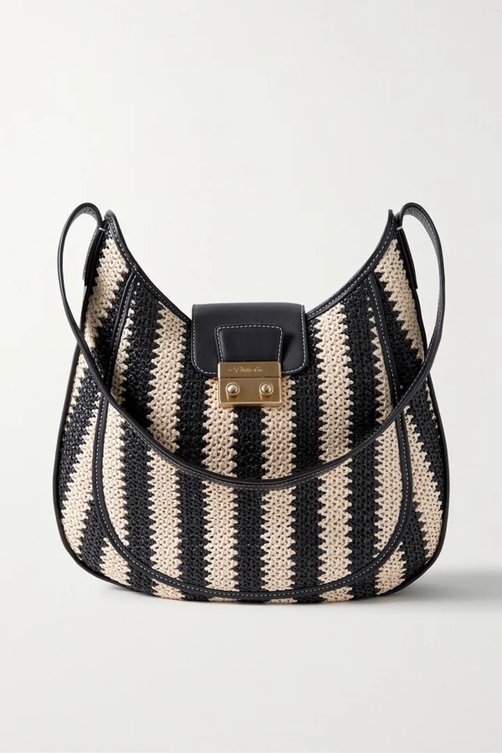 3.1 Phillip Lim - Pashli Leather-trimmed Raffia Shoulder Bag - Black