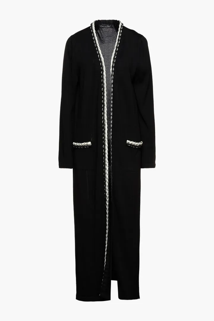 Braid-trimmed knitted cardigan
