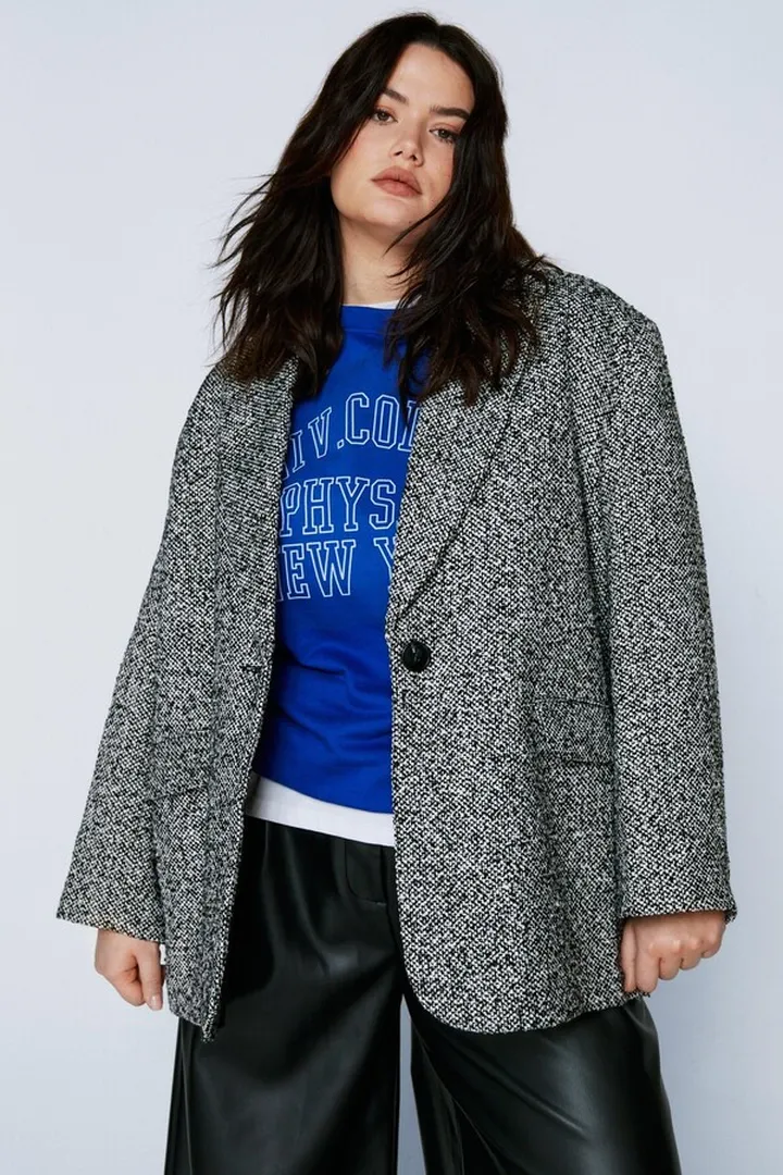 Nasty Gal Womens Plus Oversized Wool Look Marl Coat