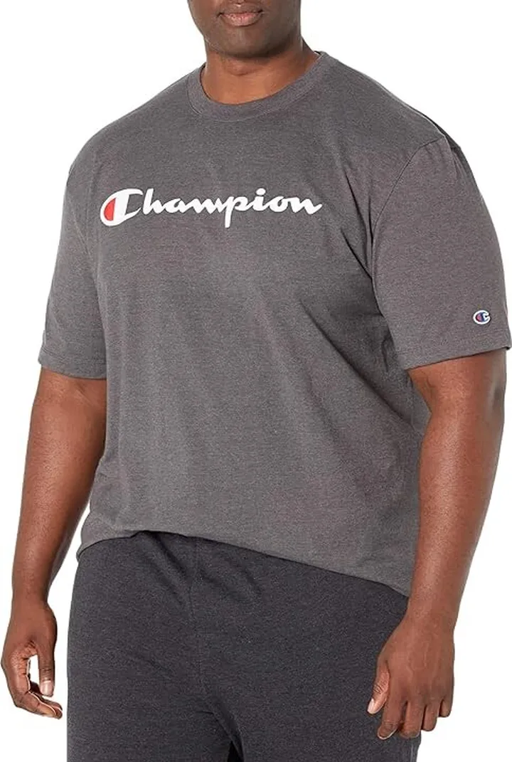 Champion Big Tall Classic Graphic Tee (Granite Heather) Men's Clothing
