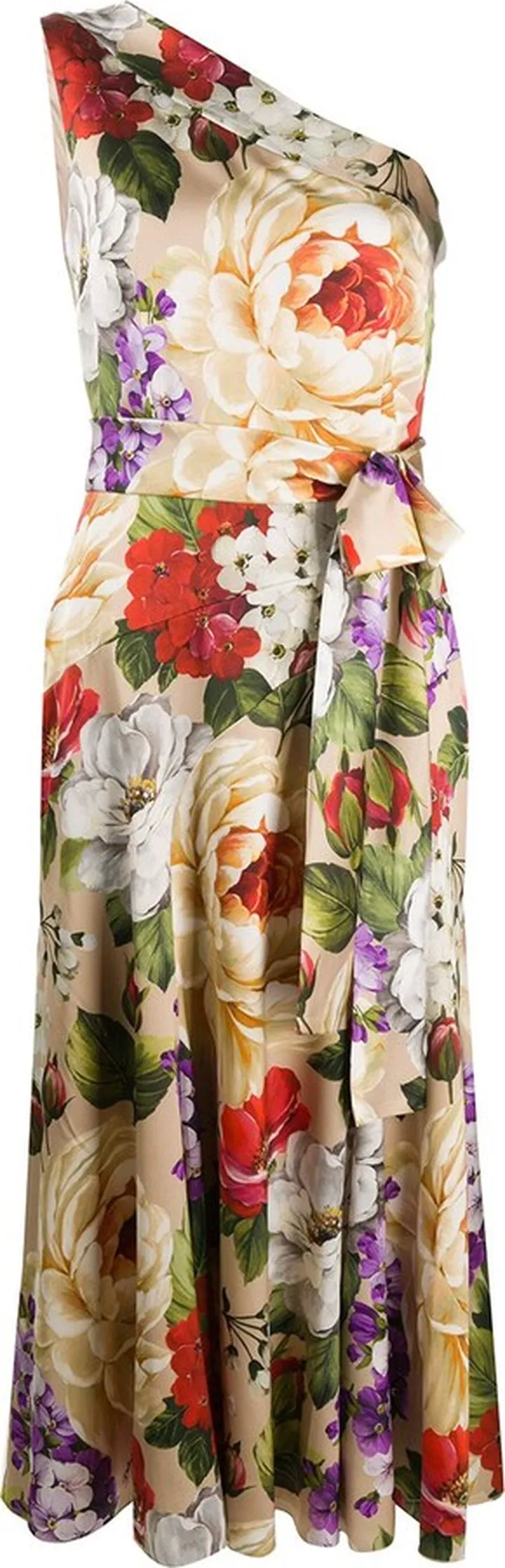 One-Shoulder Floral Print Dress